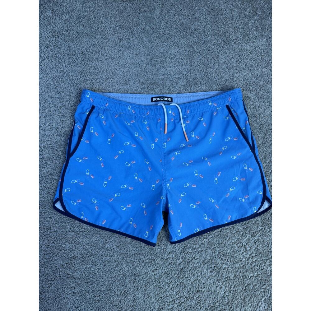 Bonobos Blue Swim Trunks with Multicolor Float Motif